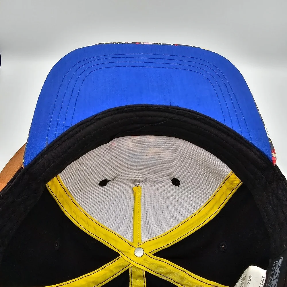 Sonic the Hedgehog SEGA Snapback Hat Character Collage Brim Black Blue Gamer Cap